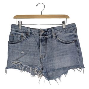 Levi’s 501 Button Fly Cutoff Denim Shorts Distressed Light Wash | Size 29